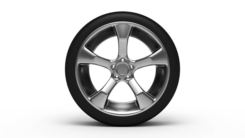 Car Wheel, Spinning Wheel. Illustrations In Motion. 3d Animation. Stock 