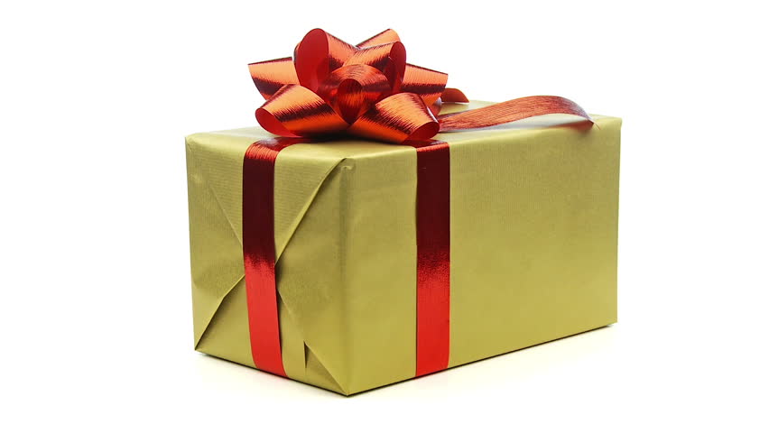 large single christmas present looping on white stock large single christmas present looping on white stock