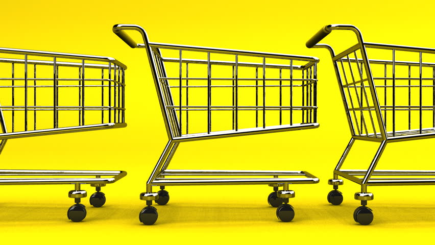 Iconic Shopping Cart On White Stage - Background Animation For Home