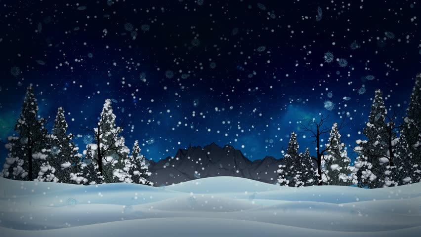 Digital Animation Of Santa And His Sleigh Flying Over Snowy Christmas