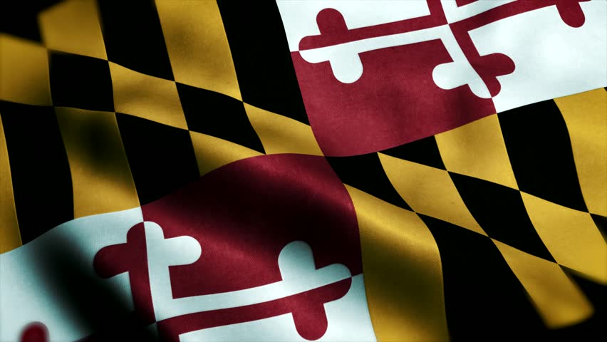 Waving Flag Of The US State Of Maryland With The Heraldic Banner Of