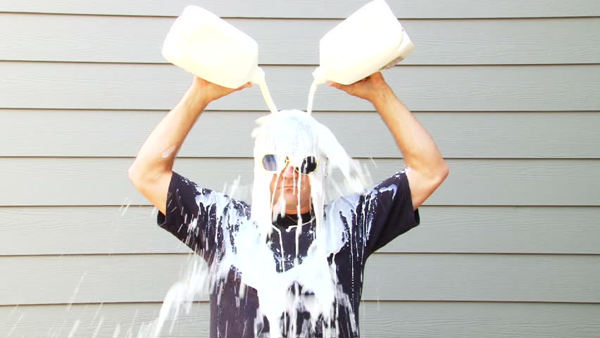 Got Milk Anyone Humorous Clip Of Man Pouring Two Gallons Of Milk Over His Head Stock Footage 5255