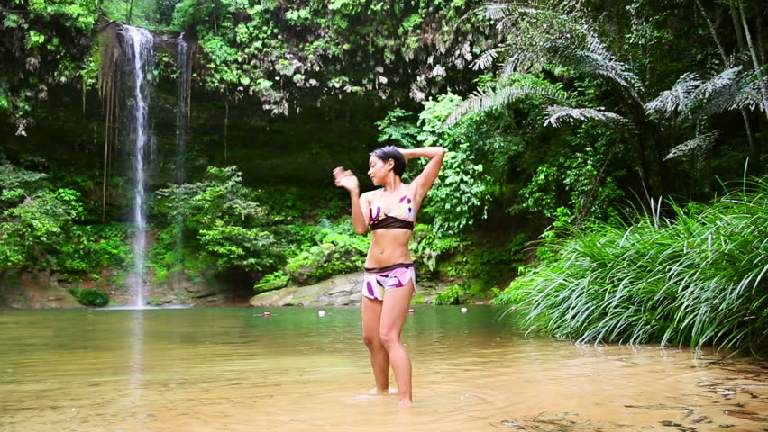 Sexy Dancer On Waterfall In Borneo Lush Rainforest Stock Footage Video 3045166 Shutterstock
