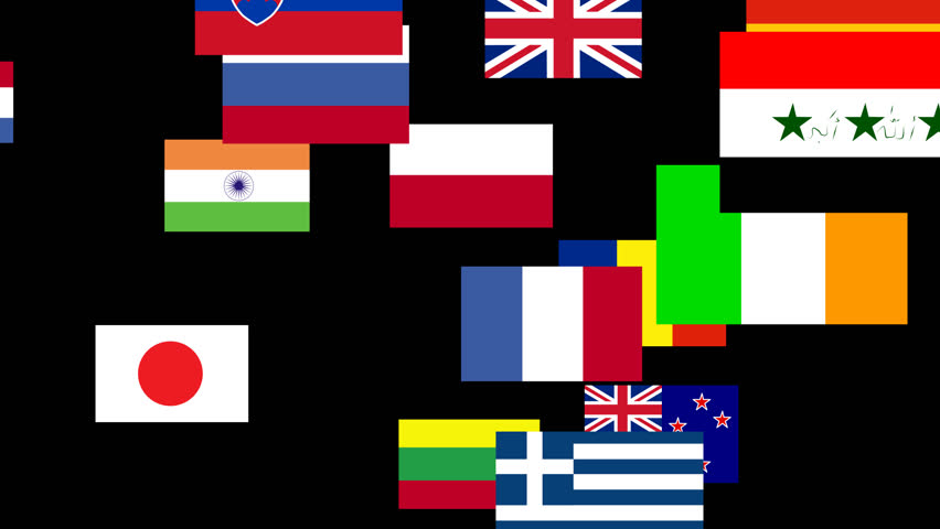 world flag animation with names