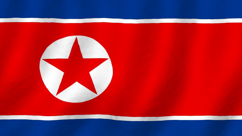 North Korean Flag, With Real Structure Of A Fabric Stock Footage Video