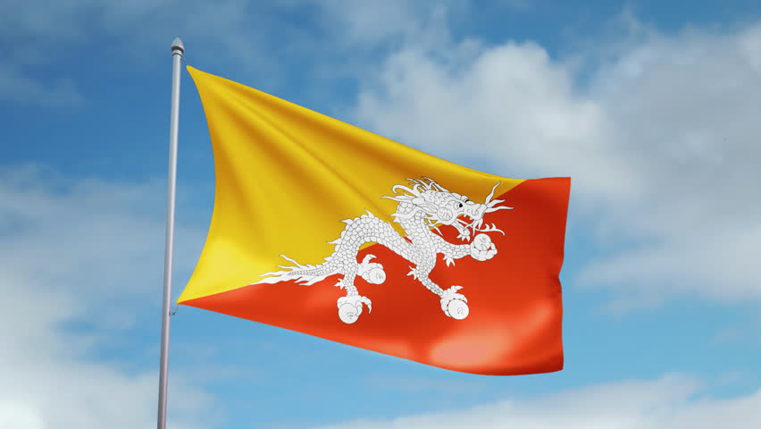 flag-from-the-republic-of-bhutan-stock-footage-video-2573204-shutterstock