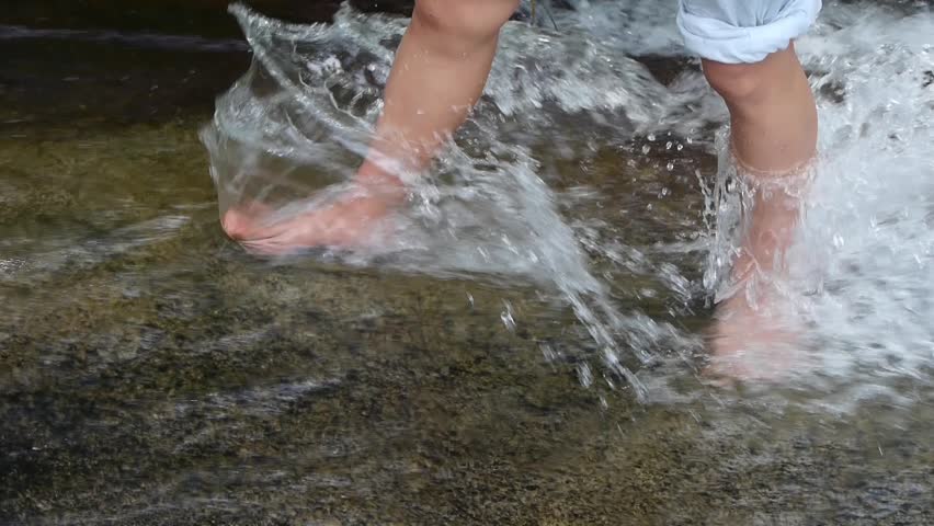 Play Water With Foot Splash Waterdrop Gh206637 Stock Footage Video