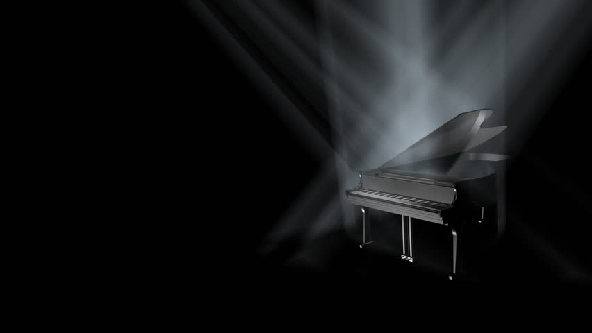 Piano On Stage Loop.Piano On Stage In Spot Lights. Animation Concept