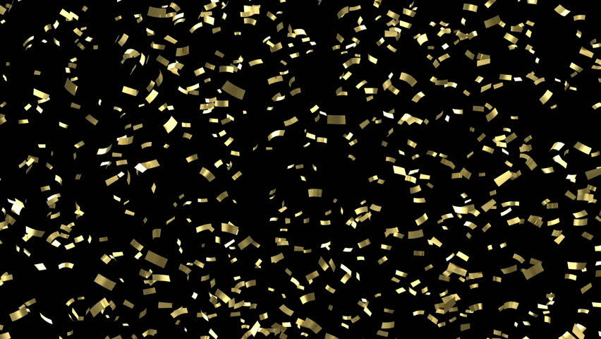 Falling Golden Confetti On Black Background. HQ Seamless ...