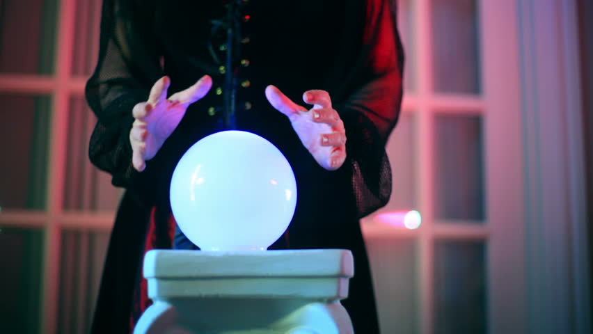 Fortune Teller, Or Witch Using A Crystal Ball Stock Footage Video