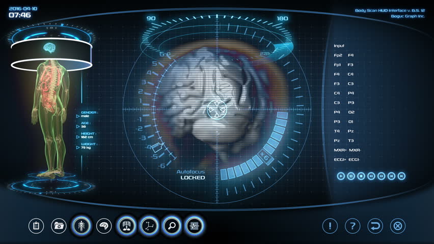 Futuristic Brain Scan Holographic Medical Application Interface Stock Footage Video