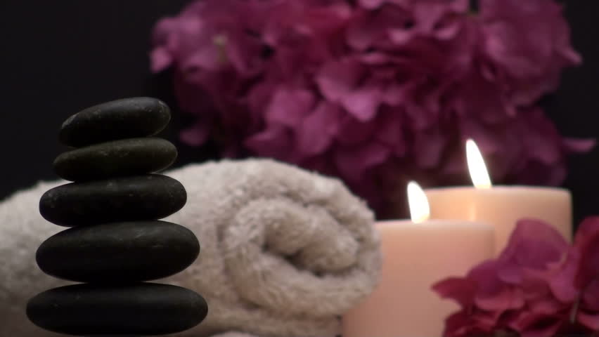 Zen Spa Setting With Zen Rocks And Candles V4 Stock Footage Video