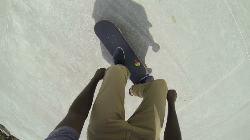 POV Man Skateboarding In Skatepark HD Stock Video Clip
