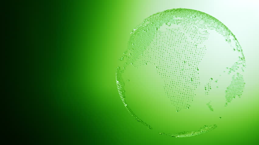 Glassy Earth Globe Rotating On The Green Background ...