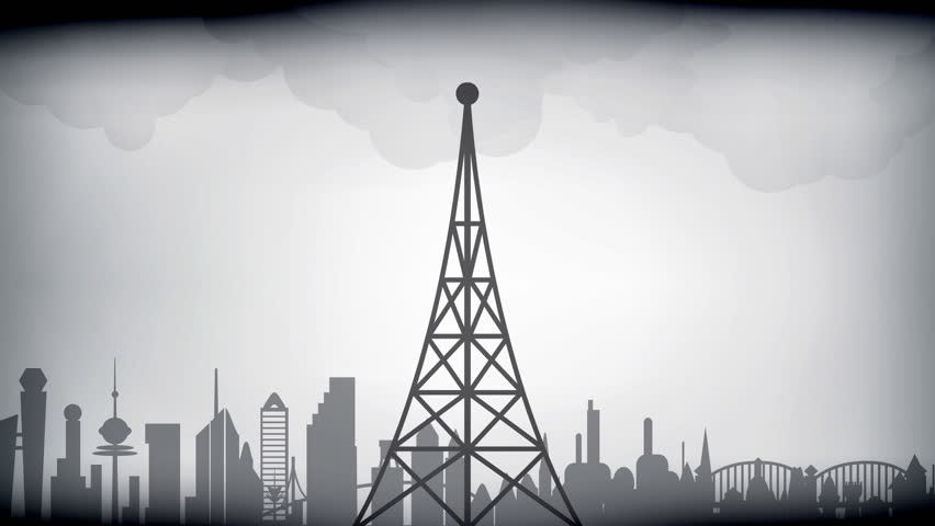 Retro styled broadcast tower - HD stock footage clip