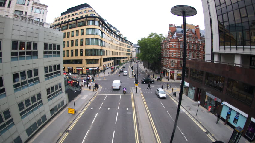 fisheye shot of traffic on road in london - HD stock footage clip