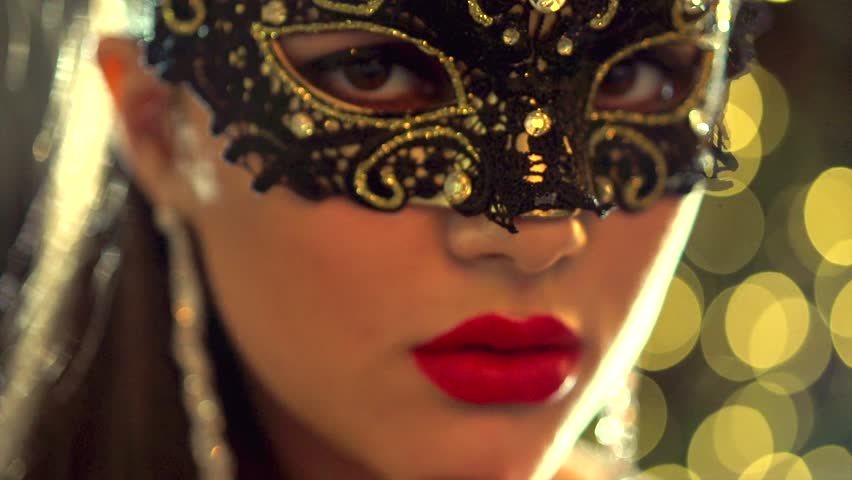 Beauty Model Woman Wearing Venetian Masquerade Carnival 