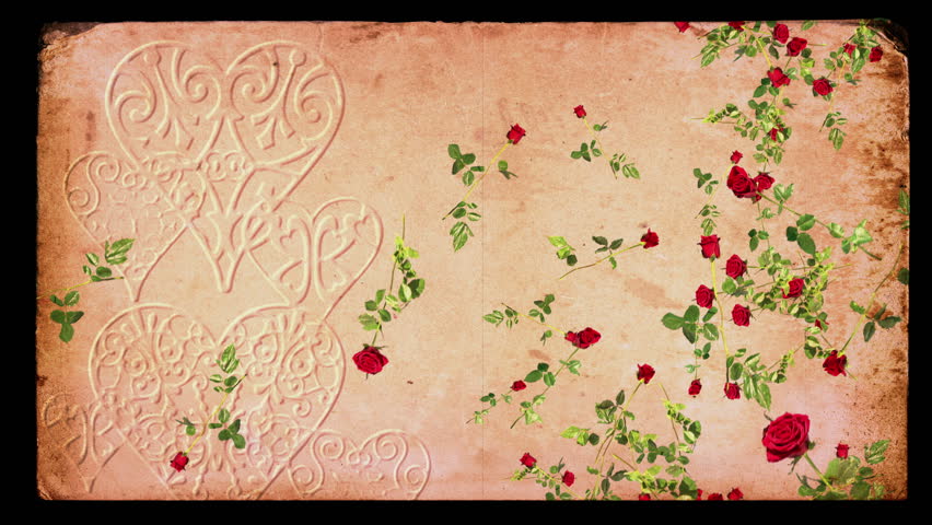 Romance Background Loop. Falling Roses And Vintage ...