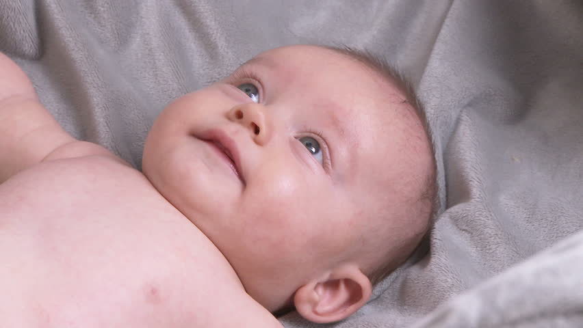 Portrait Of Three Month Old Baby Laying On Back Stock Footage Video