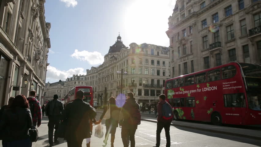 London, United Kingdom February 21, 2014: Pedestrians Walk On Regent 