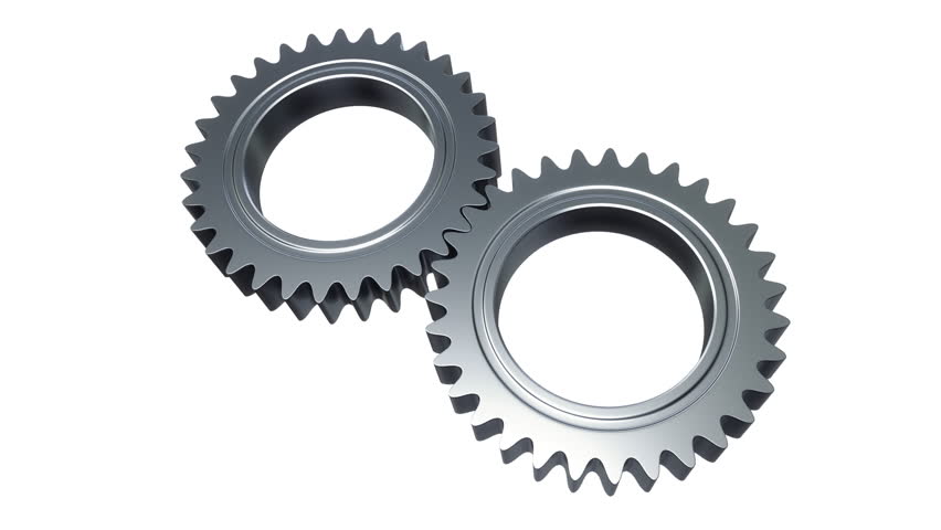 Set Of Gear Cogs Working Together. A Symbol Of Cooperation, Teamwork 