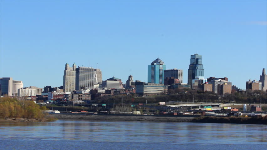 Shot Of The Kansas City, Missouri Downtown Skyline On A Sunny Day With ...