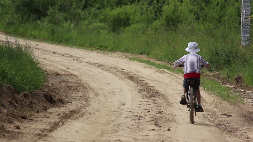 Boy Riding A Bicycle, Going To The Mountains On A Sand Road, Boy In The ...