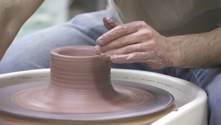 Man Throwing Pot On A Pottery Wheel Stock Footage Video 1112611 ...