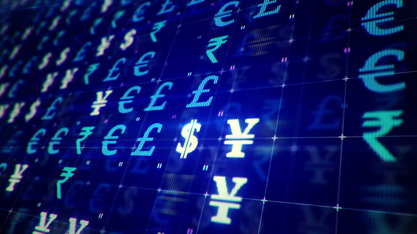 Background With Animation Of Fast Moving Digital Symbols Of Money ...