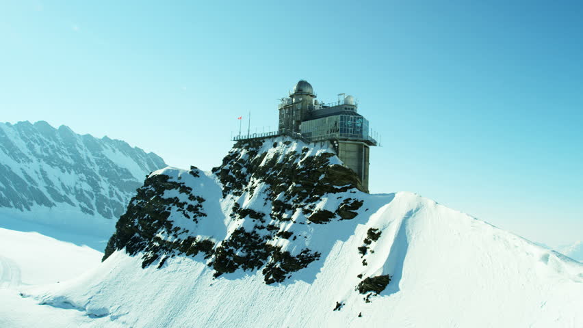 Aerial Swiss Jungfraujoch Sphinx Observatory Grindelwald Mountain Alps ...