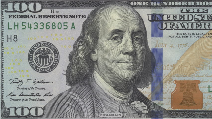 American Currency - Benjamin Franklin On The $100 Bill Stock Footage ...