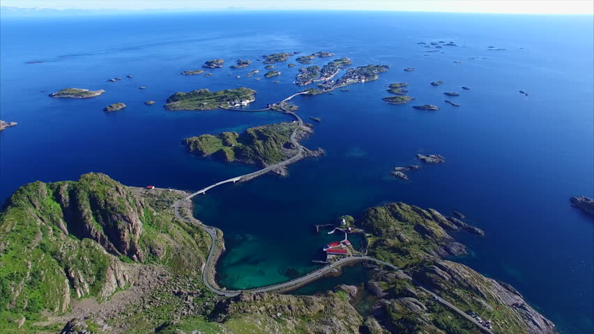 Scenic Aerial View Of Fishing Town Of Henningsvaer On Lofoten Islands ...