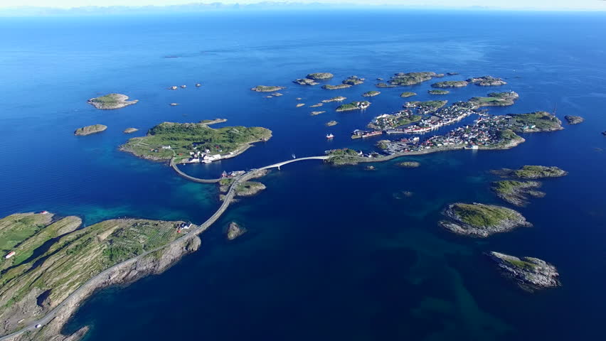 Scenic Aerial View Of Fishing Town Of Henningsvaer On Lofoten Islands ...