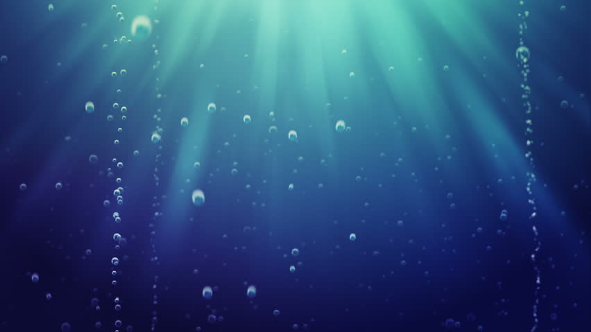 Looping Animation Of Ocean Waves From Underwater With Bubbles. Light ...