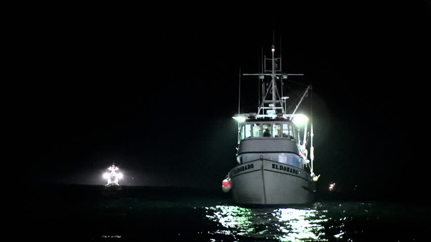 A Boat Sits Rocking In The Water At Night. Stock Footage Video 1496305 ...