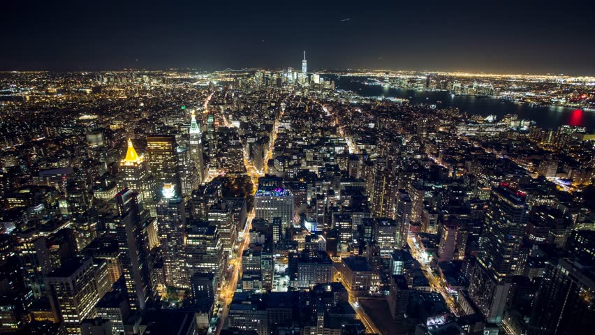 New York City Manhattan Aerial Panorama Cityscape Skyline. 4K Timelapse ...
