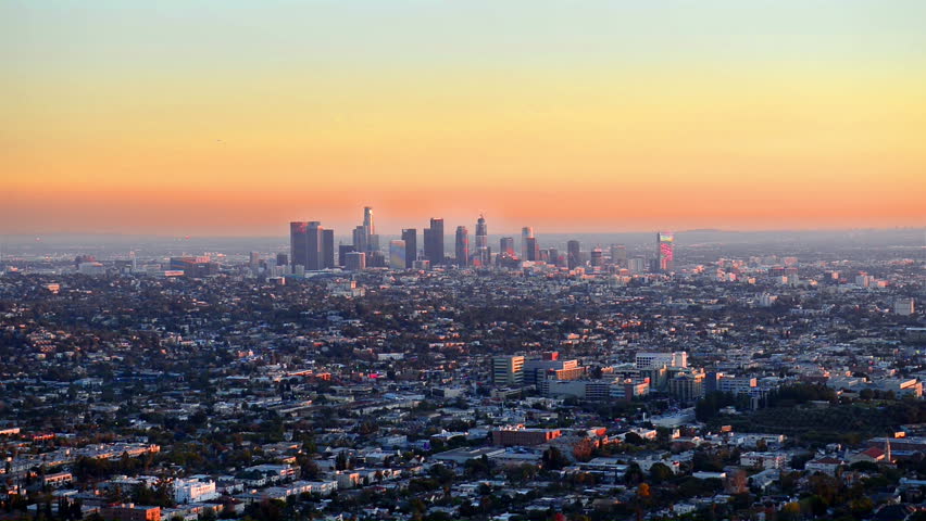 Los Angeles City Timelapse. Transition From Dusk To Night. View From ...