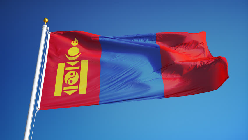 Mongolia Flag Waving. Sky Background. Seamless Loop. Stock Footage ...