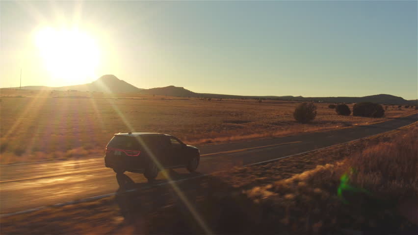 Viewpoint Or Point Of View Of A Motorcyclist Riding Into The Sunset On ...