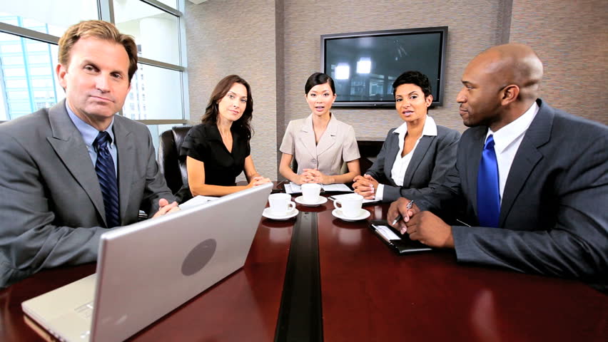 Multi Ethnic Business People In Video Conference Meeting Stock Footage ...