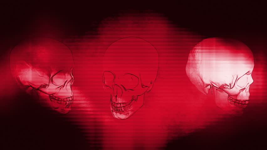 Skulls Across In Red Mist Looping Animated Background Stock Footage ...