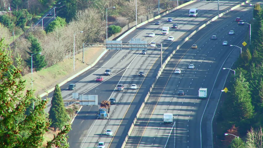 Portland Oregon Freeway Traffic On Interstate 84, Real Time. Stock ...