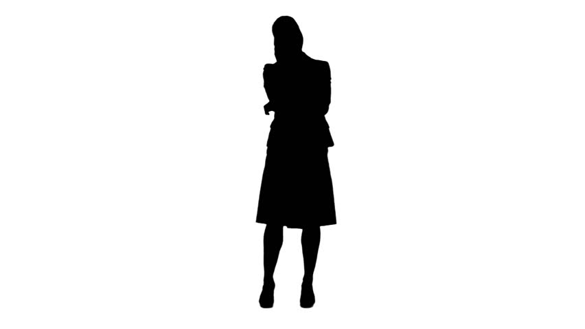 A Silhouette Of A Woman Talking On Her Mobile Phone Against A White ...