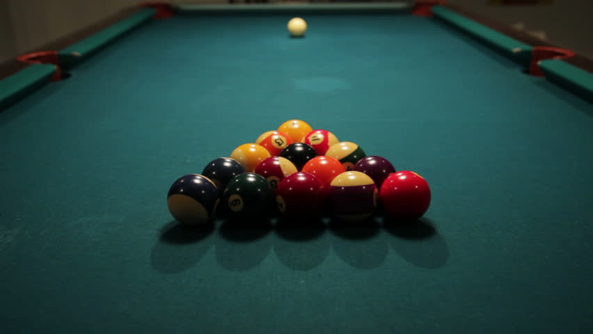 Snooker Ball Triangle Break, View From Above, Birds Eye Stock Footage ...