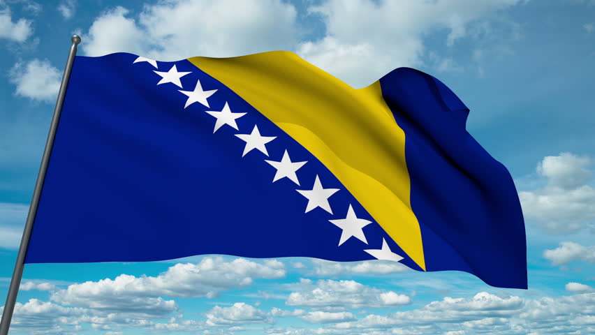 Bosnian Flag Waving Over A Blue Cloudy Sky Stock Footage Video 4437191 ...