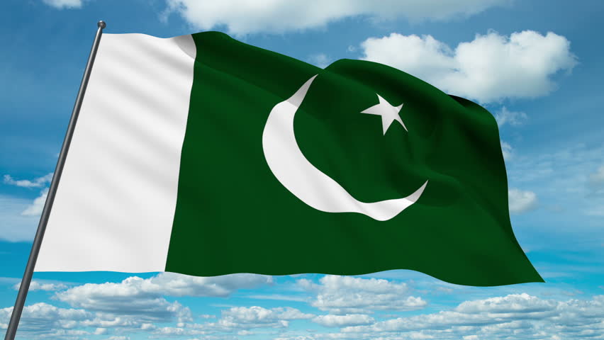 Pakistan Flag Waving In Wind With Clouds In Background Stock Footage ...