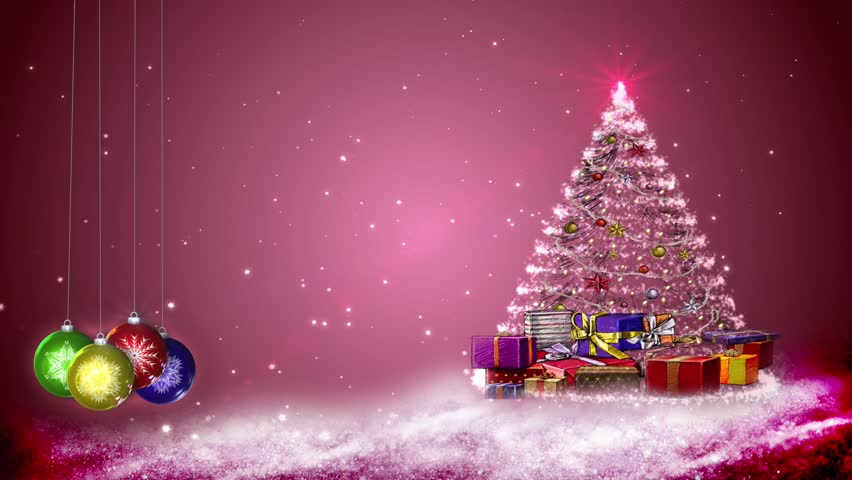 Motion Graphics Of Snowflakes And Christmas Decorations. Pink BG. Stock ...