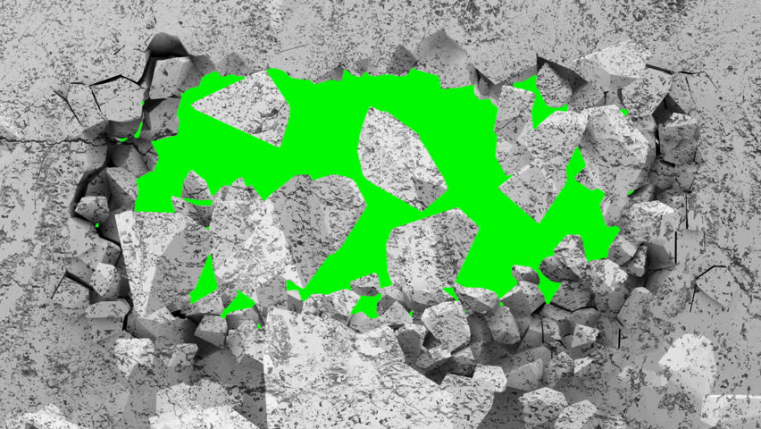 Animation Of Broken Brick Wall With Green Screen Stock Footage Video ...