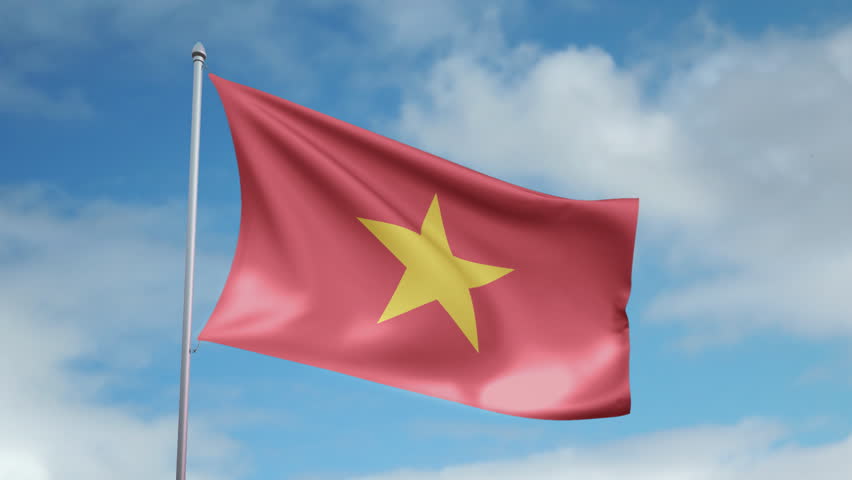 HD 1080p Clip Of A Slow Motion Waving Flag Of Vietnam. Seamless, 12 ...