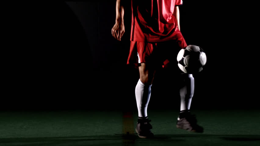 Soccer Player Dribbles The Ball On His Knees. Medium Shot Stock Footage ...